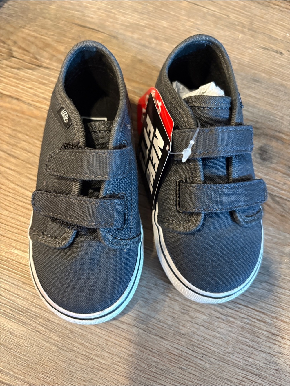 Vans Kids Black Canvas Velcro Sneakers